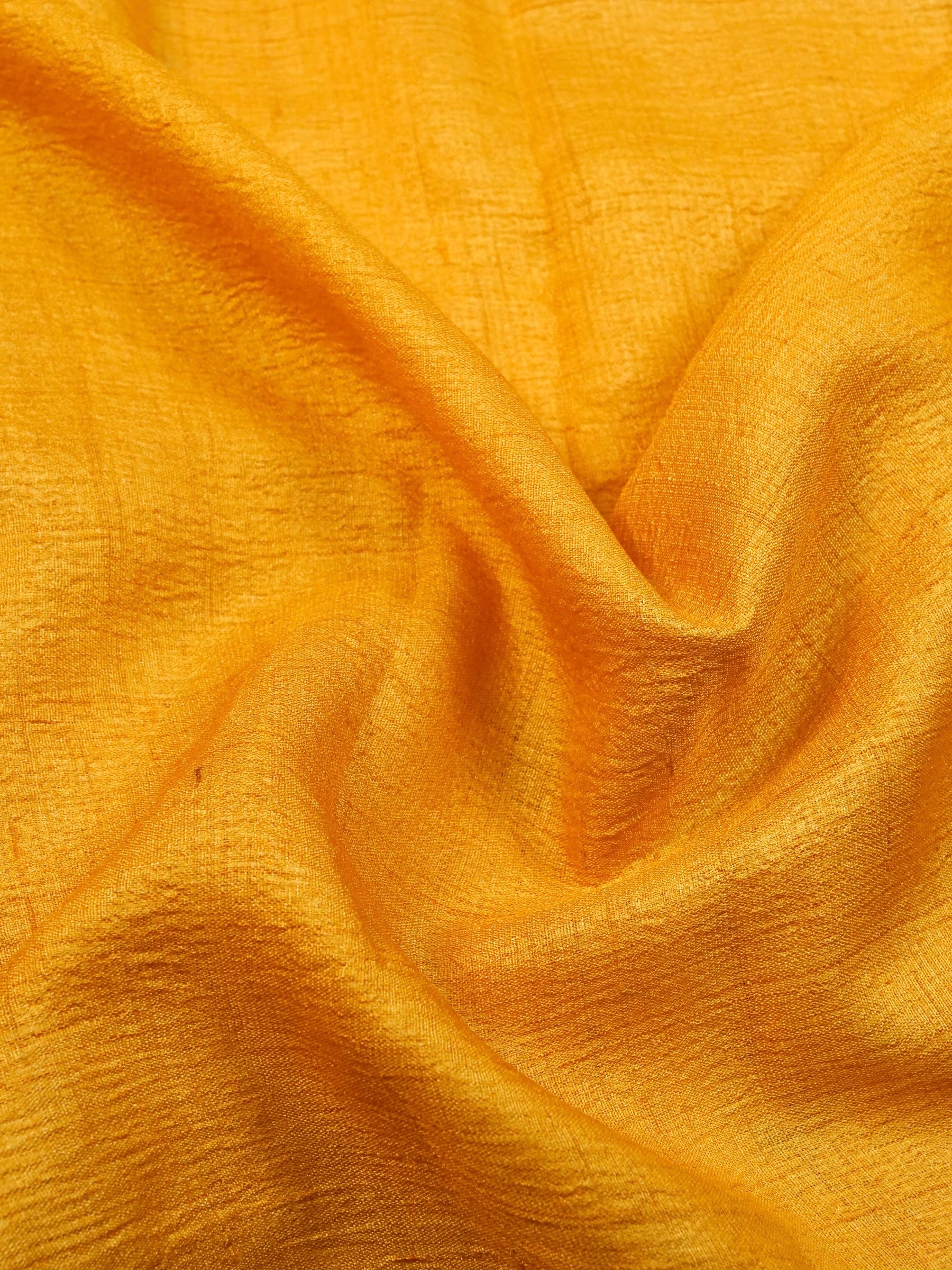 Handwoven Mustard Yellow Banarasi Tussar Silk Saree